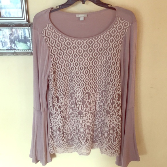 Tops - Long Sleeved Pink Lace